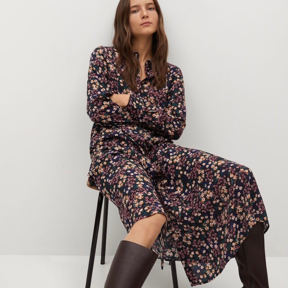 MANGO Flowy Shirt Dress